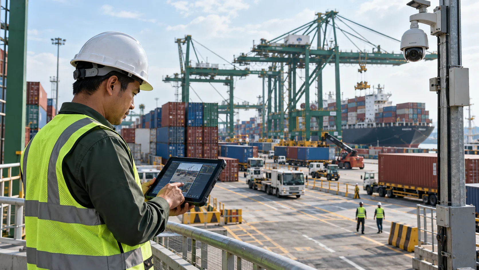 Field awareness meets operational oversight: Mobile situation & port management illustrative scene.
